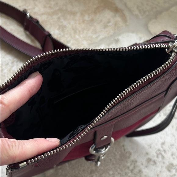 Rebecca Minkoff Elegant Burgundy Leather & Suede Women's Crossbody Bag - Picture 4 of 9